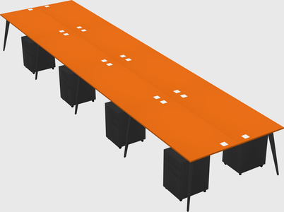 Shared rectangular office desk system