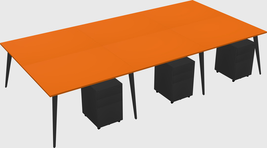 Shared rectangular office desk system
