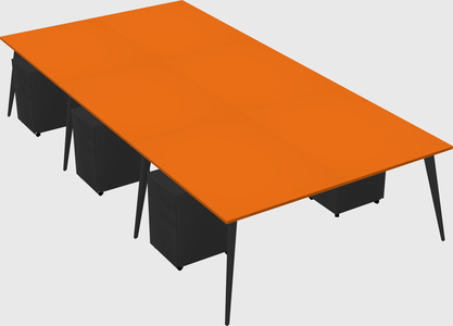 Shared rectangular office desk system
