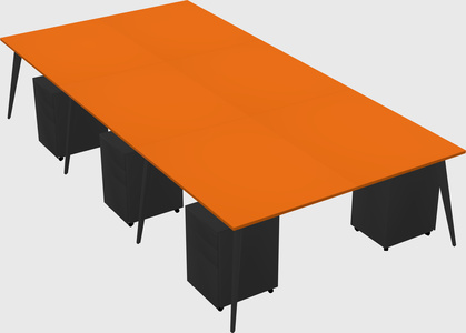 Shared rectangular office desk system