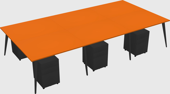 Shared rectangular office desk system