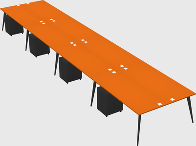 Shared rectangular office desk system