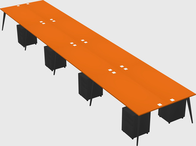 Shared rectangular office desk system