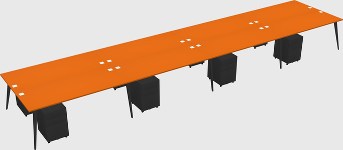 Shared rectangular office desk system