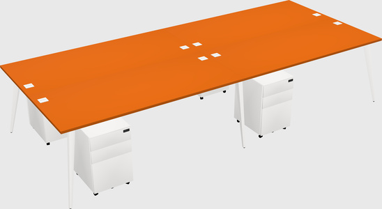 Shared rectangular office desk system