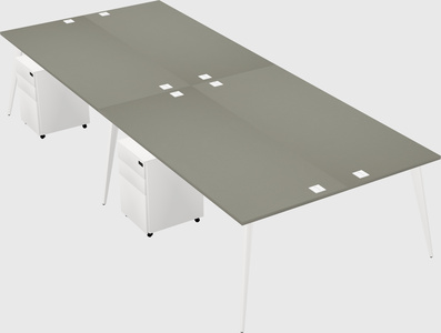 Shared rectangular office desk system