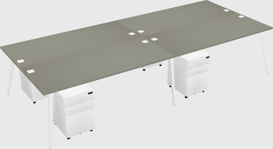 Shared rectangular office desk system