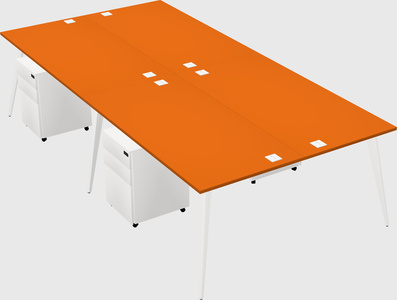 Shared rectangular office desk system