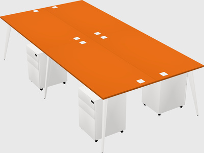 Shared rectangular office desk system