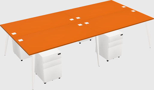 Shared rectangular office desk system