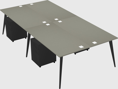 Shared rectangular office desk system