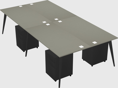 Shared rectangular office desk system