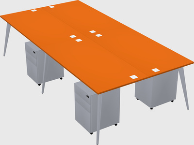 Shared rectangular office desk system