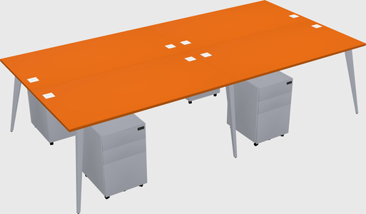 Shared rectangular office desk system