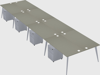 Shared rectangular office desk system