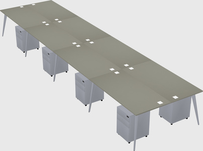 Shared rectangular office desk system