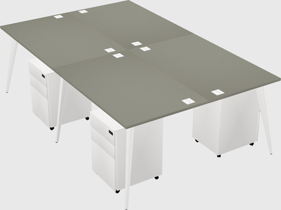 Shared rectangular office desk system