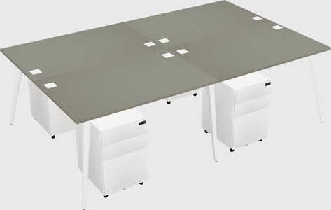 Shared rectangular office desk system
