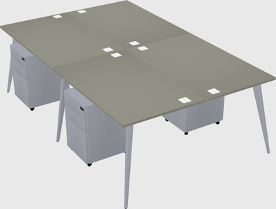 Shared rectangular office desk system