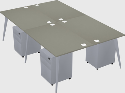 Shared rectangular office desk system