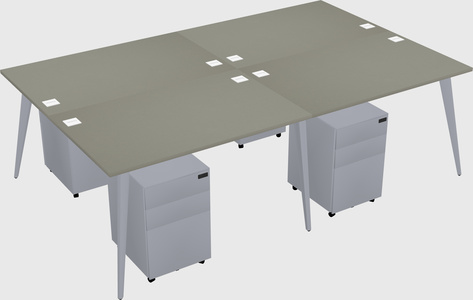 Shared rectangular office desk system