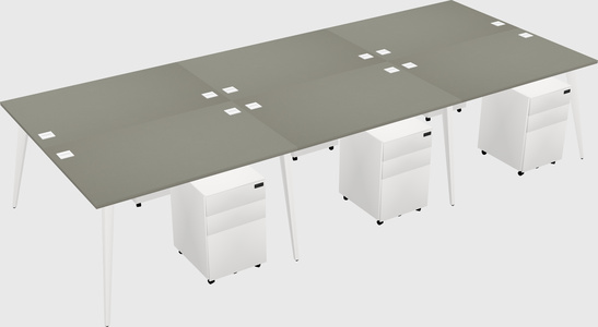 Shared rectangular office desk system