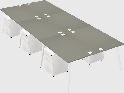 Shared rectangular office desk system