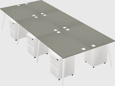 Shared rectangular office desk system