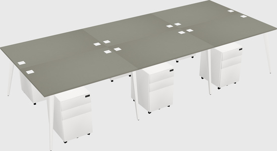 Shared rectangular office desk system