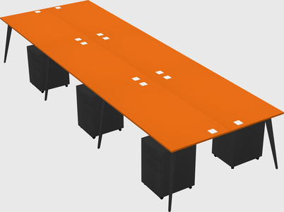 Shared rectangular office desk system