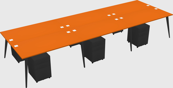 Shared rectangular office desk system
