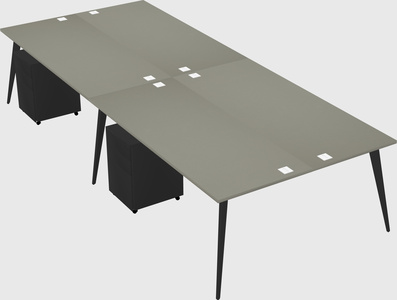 Shared rectangular office desk system
