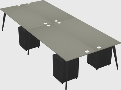 Shared rectangular office desk system