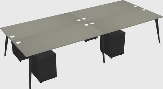 Shared rectangular office desk system