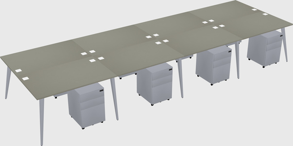 Shared rectangular office desk system