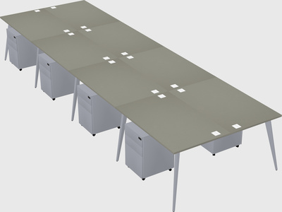 Shared rectangular office desk system