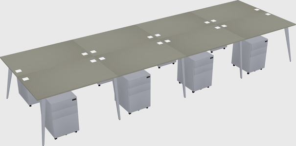 Shared rectangular office desk system