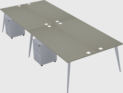 Shared rectangular office desk system