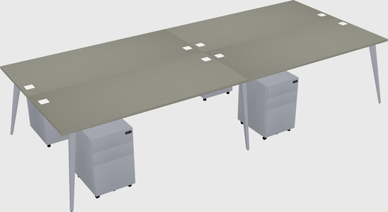 Shared rectangular office desk system