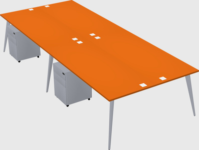 Shared rectangular office desk system