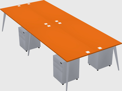 Shared rectangular office desk system