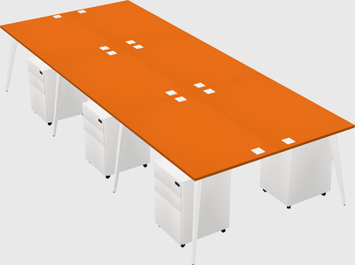 Shared rectangular office desk system