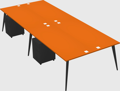 Shared rectangular office desk system