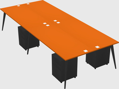 Shared rectangular office desk system