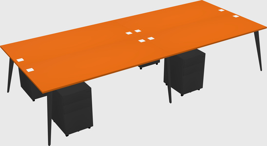 Shared rectangular office desk system