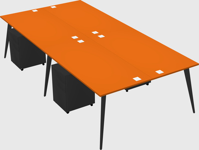 Shared rectangular office desk system