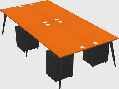Shared rectangular office desk system