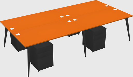 Shared rectangular office desk system