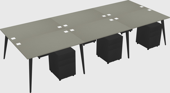 Shared rectangular office desk system