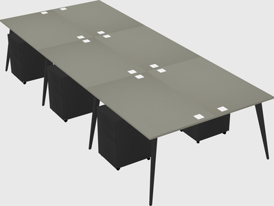 Shared rectangular office desk system